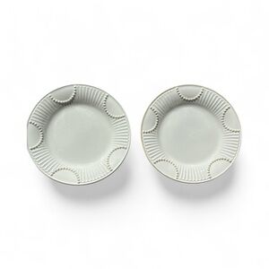 Lenox Butler’s Pantry 9" Luncheon Plates Set of 2 – White Ivory Stoneware Beaded